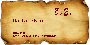 Balla Edvin névjegykártya